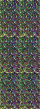 Raster illüstrasyonunda kusursuz çiçek deseni. Yeşil ve mavi renkte çiçekler.