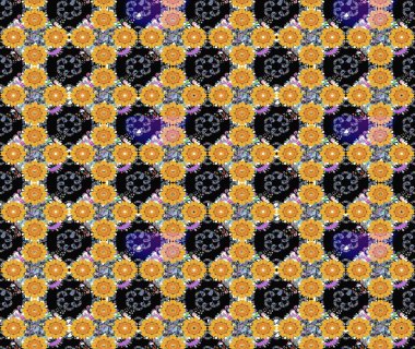 Renkli Bahar Teması eskiz kalıbı. Siyah renkli çiçekler. Düz Çiçek Elementleri Tasarımı. Raster illüstrasyonunda çiçek deseni çizimi.