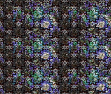 Raster illüstrasyonundaki çiçek desenli çizim. Suluboya tarzında siyah renkte çiçekler.