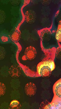 Düz Çiçek Elementleri Tasarımı. Renkli Bahar Teması eskiz kalıbı. Parlak arkaplan eskiz desenli çiçekli fantezi tasarımı.