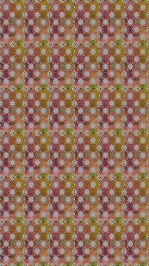 Düz Çiçek Elementleri Tasarımı. Kahverengi ve gri renkli şirin çiçek desenleri. Raster Modaya uygun kumaş deseni. Renkli Bahar Teması Kusursuz Arkaplan.