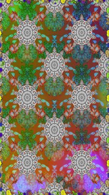 Raster 'ın taze dokusu. Yumuşak pamuk tasarımı. Klasik çiçek desenli. Sarma, tekstil ve duvar kâğıdı için kusursuz çiçek arkaplanı. Yumuşak kiremit.