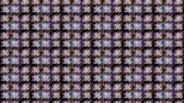 Raster illüstrasyonu. Çiçek ve yapraklı karalama şeklinde Raster çiçek deseni. Yumuşak, bahar çiçekleri kahverengi renklerde.