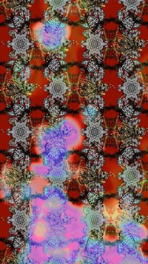 Robot resim. Gri ve kahverengi renkli çiçekler. Raster illüstrasyonu. Şirin çiçek elementleri..