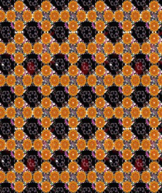 Küçük çiçekli yay deseni çiz. Suluboya tarzında siyah renklerde. Raster illüstrasyonu.