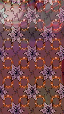 Çiçekli karalama şeklinde Raster çiçek deseni. Kahverengi renkli çiçekler. Nazik, sevimli çiçek arkaplanı..