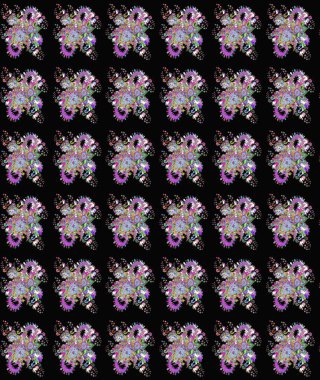 Çiçek desenli eskiz. Siyah renkli çiçekler. Tişört baskısı için çiçek boyama rasteriName.