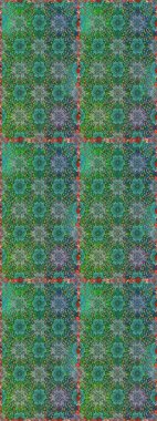 Çiçeklerle suluboya desenli çiçek deseni. Raster illüstrasyonu. Yeşil renkli Asyalı tekstil.