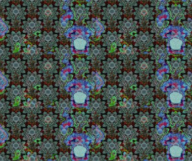 Çiçek desenli raster, yeşil çizgi grafik desenli soyut raster arkaplan. Modern stil dokusu.