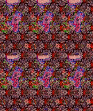 Arkaplan dokusu, duvar kağıdı, pembe renkli çiçek teması. Kabile sanatı boho baskısı, klasik çiçek arkaplanı. Soyut etnik raster çizim kalıbı.