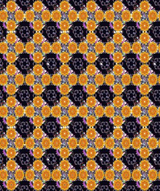 Düz Çiçek Elementleri Tasarımı. Raster illüstrasyonundaki çiçek desenli çizim. Siyah renkli çiçekler. Renkli Bahar Teması çizim şablonu.