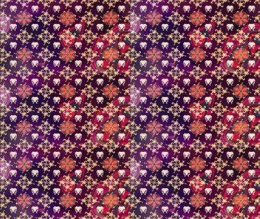 El çizimi çiçekli soyut çizim kalıbı. Kahverengi renkli çiçekler. Raster illüstrasyonu.