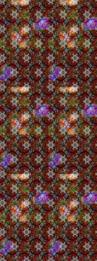 Kahverengi ve gri renkte etnik çiçeklerle süslenmiş zarif bir eskiz deseni. Raster Çiçek İllüstrasyon Şirin Tekstil.