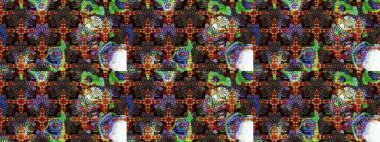 Düz Çiçek Elementleri Tasarımı. Güzel kumaş deseni. Renkli Bahar Teması eskiz kalıbı. Raster illüstrasyonunda çiçek deseni çizimi.