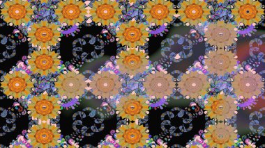 Nazik, sevimli çiçek arkaplanı. Çiçekli karalama şeklinde Raster çiçek deseni. Tarafsız renklerde çiçekler.