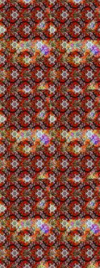 Raster illüstrasyonu. Renkli desenli eskiz deseni, çiçekler ve dekoratif elementlerle. Eskiz geçmişi. Kumaş, tekstil, duvar kağıdı baskısı için. Antika retro tarzı.