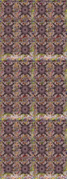 Düz Çiçek Elementleri Tasarımı. Raster illüstrasyonunda kusursuz çiçek deseni. Kahverengi ve nötr renklerde çiçekler. Renkli Yaz Temalı Kusursuz Arkaplan.