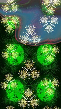 Renkli Yaz Temalı eskiz kalıbı. Yeşil renkli çiçekler. Düz Çiçek Elementleri Tasarımı. Çiçekli retro deseni çiz.