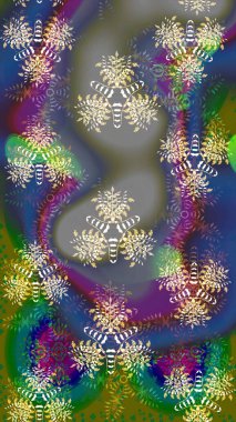 Çiçek ve yapraklı karalama şeklinde Raster çiçek deseni. Gri renklerde bahar çiçekleri. Raster illüstrasyonu.