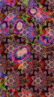 Raster illüstrasyonundaki çiçek desenli çizim. Pembe renkte çiçekler.