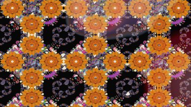 Küçük çiçekteki sevimli çiçek deseni. Turuncu renkte yaz çiçekleri. Raster deseni. Raster illüstrasyonu.