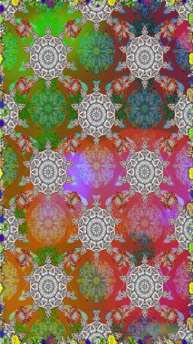 Etnik Mandala süsleme. Hint çiçek desenli madalyon desen. Kullanılabilir Tekstil, tebrik kartı, boyama kitabı, telefon durumda yazdırma için. Raster kına dövme stil.