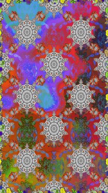 Çiçek grisi ve kahverengi, pürüzsüz desen. Klasik taslak çizimi. Raster Yumuşak kumaş deseni. Raster çiçek izi..