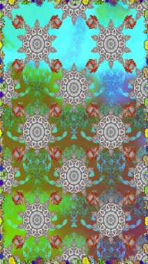 Raster - stok. Yeşil ve gri çiçekli kusursuz desen, suluboya çiçek deseni, sevimli çiçek, duvar kağıdı, kart veya kumaş için fayanslı.