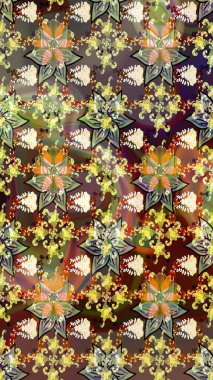 Kahverengi renklerde. 3D çiçekler, eskiz. Raster illüstrasyonu.