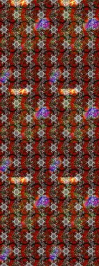 Soyut etnik raster çizim kalıbı. Vadinin çiçekleri kahverengi ve kırmızı renklerde. Çiçekler..