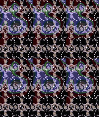 Moda arka planında parlak buketler. Kumaş, duvar kağıdı ve kağıt üzerine baskı yapmak için gelişen arka plan. Eski usul küçük çiçekli şirin bir eskiz deseni. Raster illüstrasyonu.