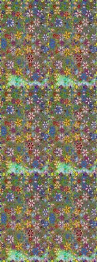 Düz Çiçek Elementleri Tasarımı. Karalama çiçeği. Güzel kumaş deseni. Raster illüstrasyonu. Renkli Bahar Temalı Kusursuz Arkaplan. Zentangle soyut çiçekleri.