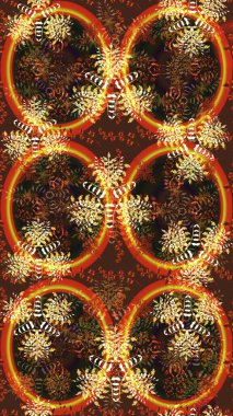 El çizimi çiçek çizimi deseni (fayans). Tekstil için suluboya eskiz deseni. Şirin çiçekli, desenli, kahverengi çizim deseni.