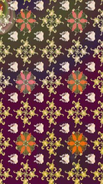 Çizgi çizimi kalıbı. Şirin çiçekler. Raster Moda kumaş deseni.