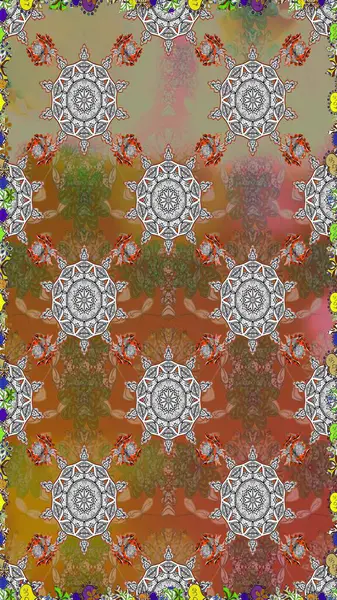 Kahverengi ve gri renkli çiçekler. Çiçekli karalama şeklinde Raster çiçek deseni. Yumuşak, yaz çiçekli arka plan.