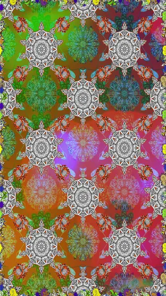 Etnik Mandala süsleme. Hint çiçek desenli madalyon desen. Kullanılabilir Tekstil, tebrik kartı, boyama kitabı, telefon durumda yazdırma için. Raster kına dövme stil.