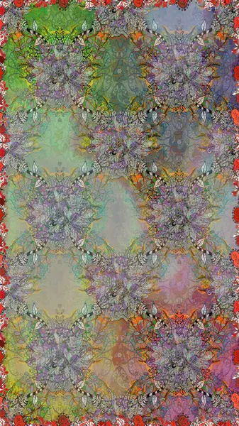 Gri ve nötr renklerde. Raster illüstrasyonu. Çiçek buketleriyle klasik tarzda kusursuz desen.