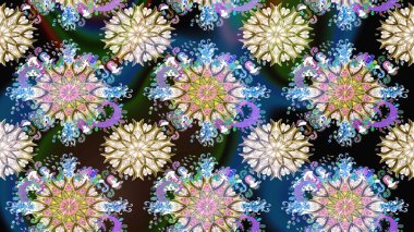 Tarafsız ve mavi renkte çiçekler. Çiçeksiz desenli arka plan, darbeler, sıçramalar, yaz çiçekleri. Raster illüstrasyonu.