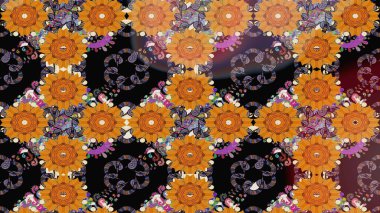 Küçük çiçekteki sevimli çiçek deseni. Turuncu renkte yaz çiçekleri. Raster deseni. Raster illüstrasyonu.