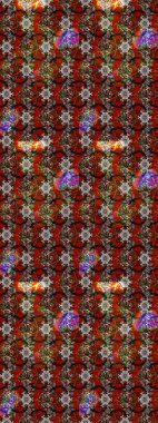 Soyut etnik raster çizim kalıbı. Vadinin çiçekleri kahverengi ve kırmızı renklerde. Çiçekler..