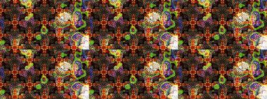 Raster düz çiçek çizim deseni. Kahverengi ve siyah renkli çiçekler. Tasarım hediye paketi, tebrik kartları, posterler ve afiş tasarımı.