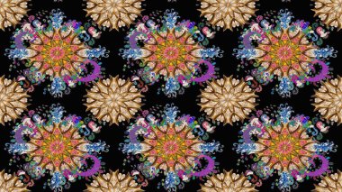 Sevimli çiçek raster deseni. Düz Çiçek Elementleri Tasarımı. Renkli Yaz Temalı eskiz kalıbı. Modaya uygun kumaş deseni.