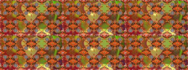 Küçük çiçekli kusursuz yay deseni. Suluboya tarzında kahverengi ve turuncu renklerde. Raster illüstrasyonu.