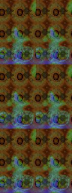 Kahverengi ve yeşil renklerde çiçeklerle çizilmiş çiçek deseni. Çiçekler suluboya tarzında kahverengi ve yeşil renklerde.