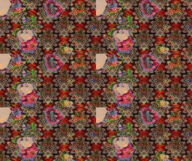 Küçük çiçekteki sevimli çiçek deseni. Birçok bej ve soyut çiçekli tropikal çizim deseni. Varicolobeige raster çizimi.