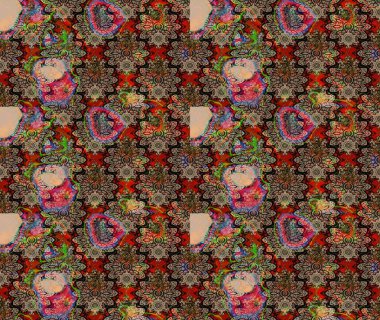 Küçük çiçekteki sevimli çiçek deseni. Birçok bej ve soyut çiçekli tropikal çizim deseni. Varicolobeige raster çizimi.