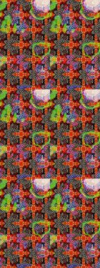 Parlak renkli çiçekleri ve kahverengi ve bej renkli yaprakları olan harika bir çiçek deseni. Halk tarzı. Modern çiçek arkaplanı. Moda baskıları için zarif bir şablon.