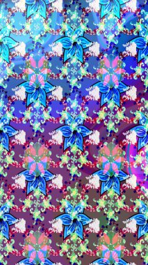 Elle çizilmiş çiçek desenli Raster çizimi. Mavi arka planda. Çocuksu tasarım. Tekstil, kumaş, ambalaj, hatıra defteri için güzel çiçek arkaplanı..