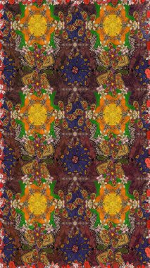 Çiçek rengi eskiz deseni. Klasik taslak çizimi. Raster Yumuşak kumaş deseni. Raster çiçek izi..