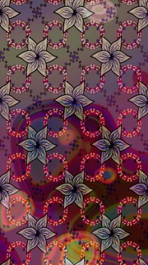 Çizim çiçek deseni duvar kâğıdı olarak kullanılabilir. Raster illüstrasyonu. Kahverengi renkte çiçekler.